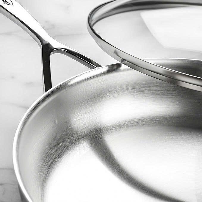 Demeyere 5-Plus 12.5-inch Stainless Steel Fry Pan With Glass Lid