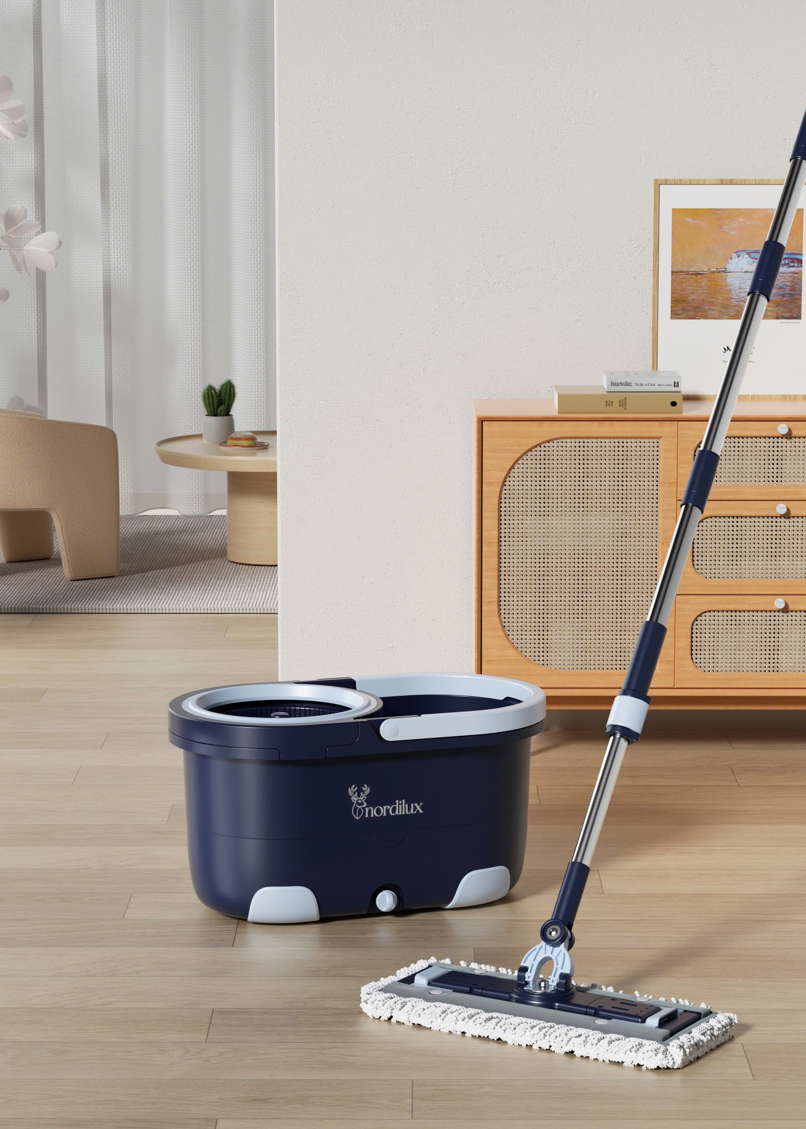 Nordilux 2-in-1 Traditional Multi-Purpose Mop Set with Dual Cleaning Action – Buy 1, Get 4 Free Microfiber Mop Pads.